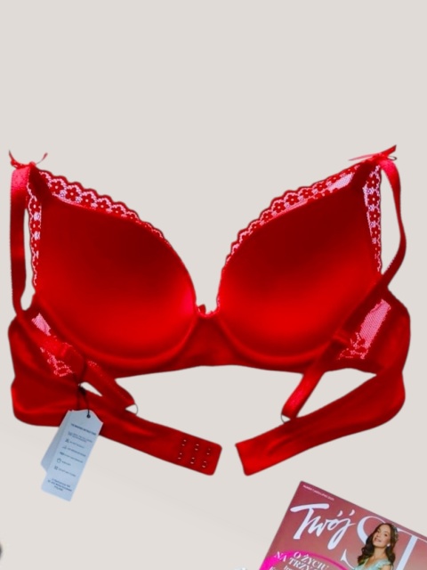 Biustonosz koronkowy z fiszbinami, push up