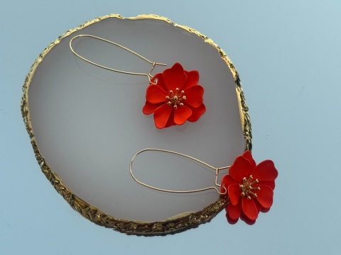 Koczyki wiszące kwiat kolor pomarańczowy