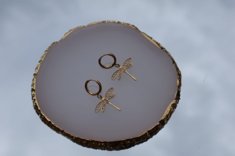 Kolczyki wiszące ważki cyrkonie stal nierdzewna 316 Blueberry