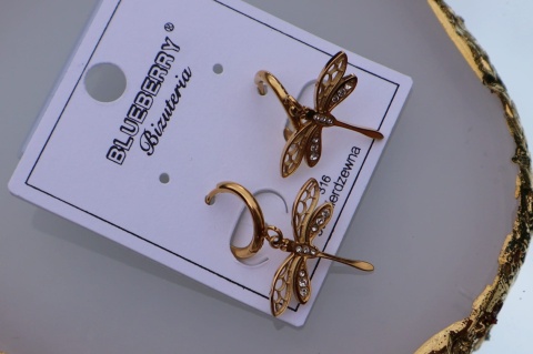 Kolczyki wiszące ważki cyrkonie stal nierdzewna 316 Blueberry