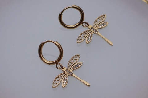 Kolczyki wiszące ważki cyrkonie stal nierdzewna 316 Blueberry