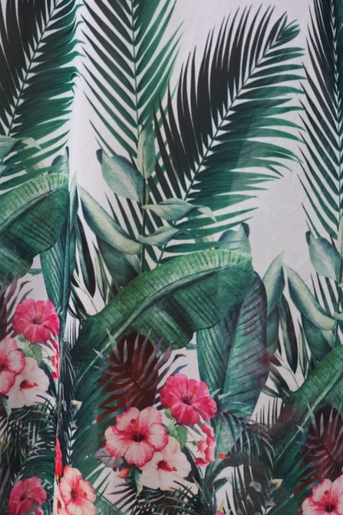 Letnia sukienka z dekoltem w serek, bez rękawów w kwiaty