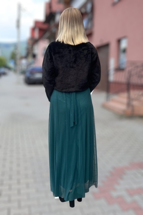 Bolerko futrzane z broszką czarne