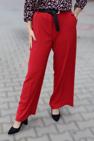 Czerwone eleganckie spodnie z szeroką nogawką H&M