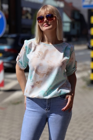 Elegancka bluzka damska wiskozowa z krótkimi rękawami ,,Produkt polski''