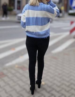 Klasyczne jeansy damskie z paskiem Cudi ciemny denim, wysoki stan