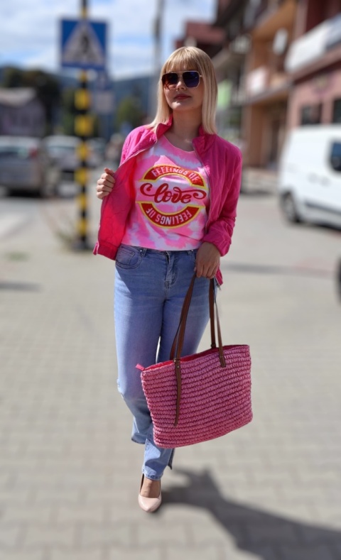 Kurtka bomberka pikowana różowa