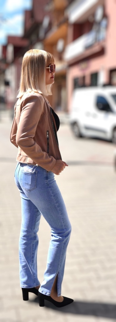 Kurtka ramoneska zamszowa ze stójką