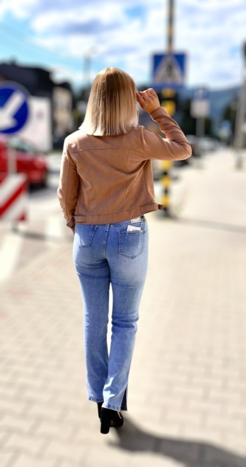 Kurtka ramoneska zamszowa ze stójką