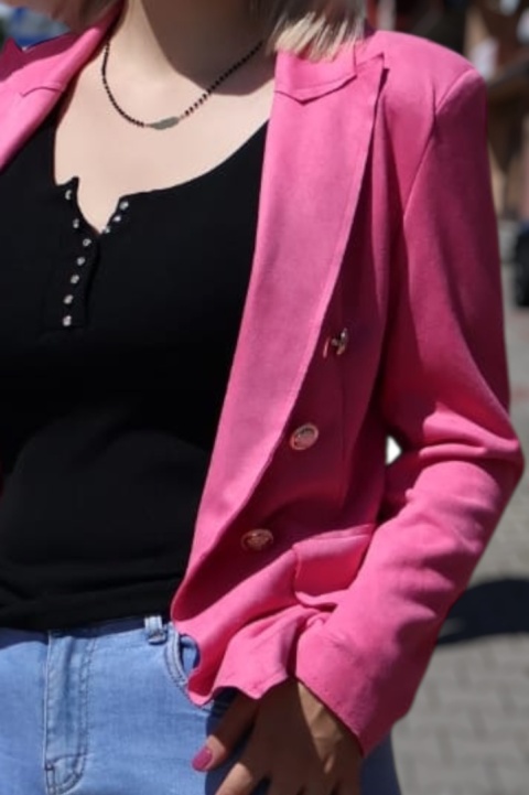 Zamszowa damska marynarka, różowa