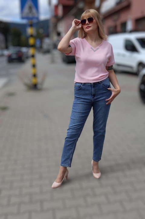 Spodnie jeans mom slim, wysoki stan ,Mohito