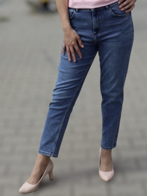 Spodnie jeans mom slim, wysoki stan ,Mohito