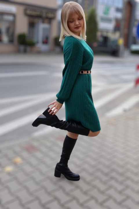 Sukienka dzianinowa sweterkowa zielona
