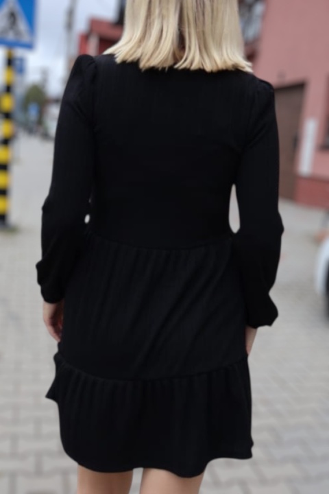 Sukienka mała czarna mini z falbanami OVS