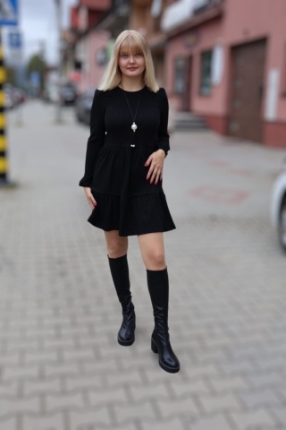 Sukienka mała czarna mini z falbanami OVS