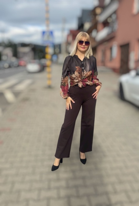 Zwiewna bawełniana koszula z motywem kwiatowym, czarna